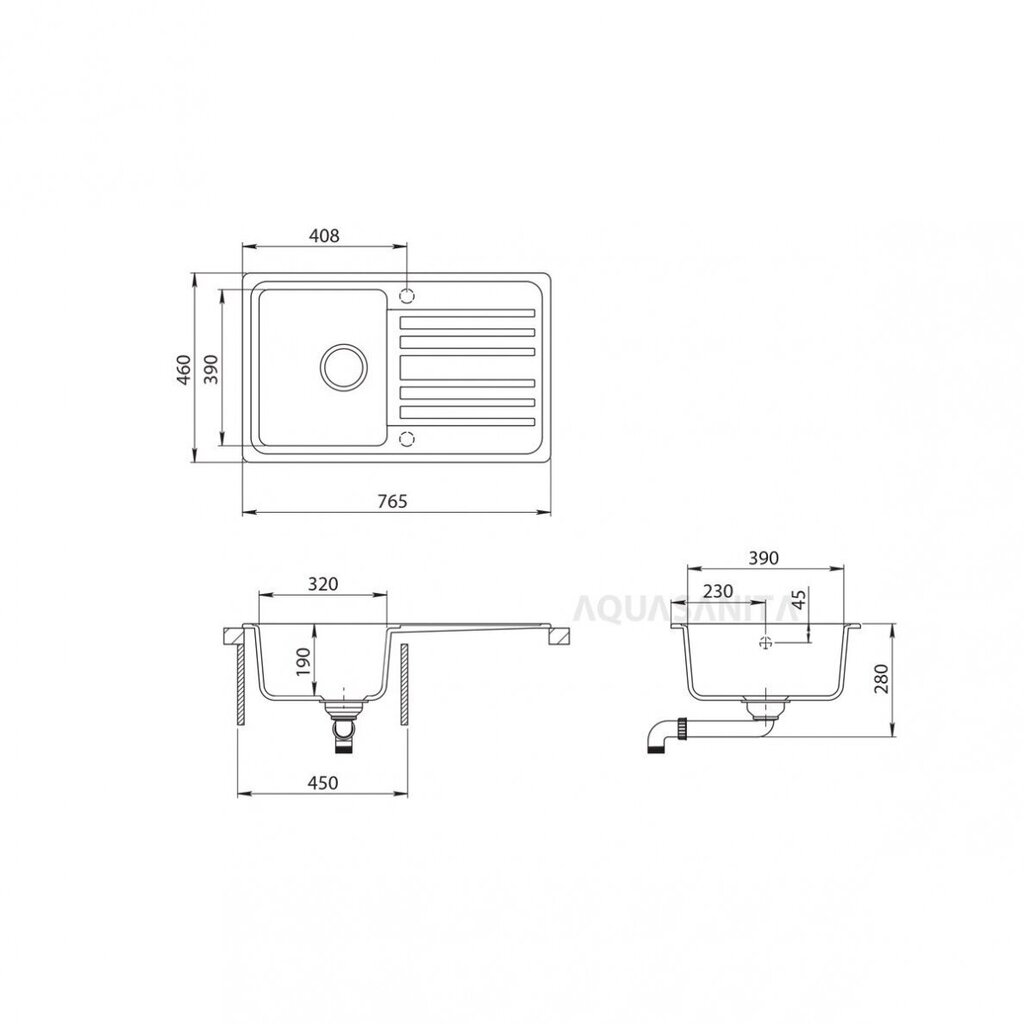 Dirbtinio granito virtuvinė plautuvė Aquasanita Notus SQ101-221AW kaina ir informacija | Virtuvinės plautuvės | pigu.lt