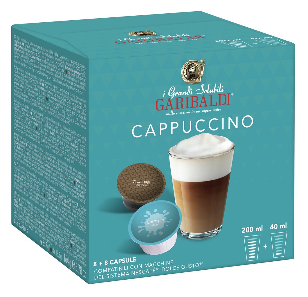 Gran Caffe Garibaldi - CAPPUCCINO, 16 vnt. Dolce Gusto aparatams tinkamų kapsulių kaina ir informacija | Kava, kakava | pigu.lt