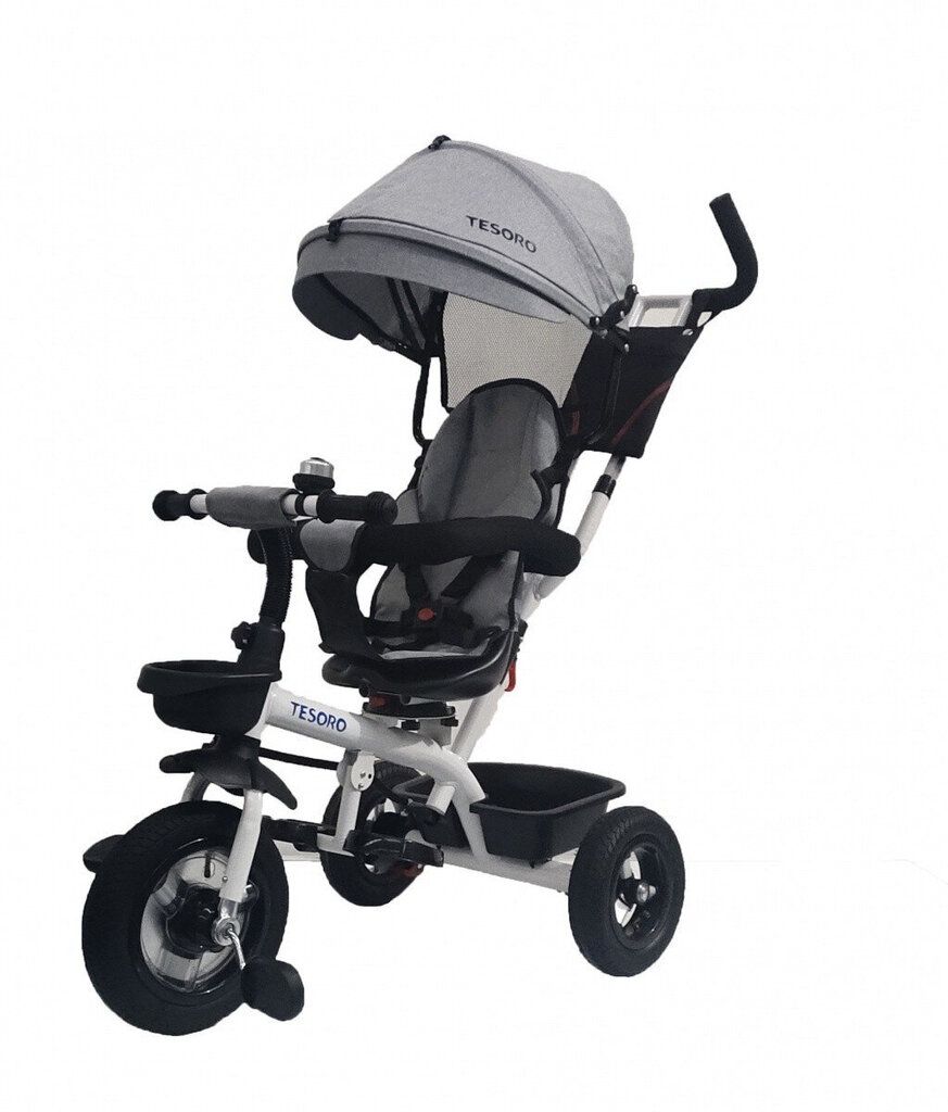 Triratis vežimėlis Tesoro BT-10, baltas/pilkas kaina ir informacija | Vežimėliai | pigu.lt