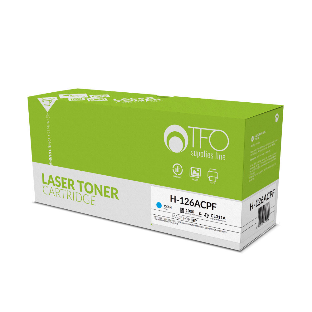 Toner TFO H-126CPF (CE311A, Cy) 1.0K patent free, mėlyna цена и информация | Kasetės lazeriniams spausdintuvams | pigu.lt