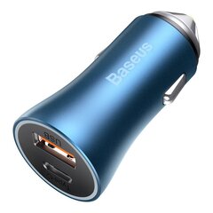 Baseus Golden Contactor Pro car charger, USB + USB-C, QC4.0+, PD, SCP, 40W (blue) цена и информация | Зарядные устройства для телефонов | pigu.lt