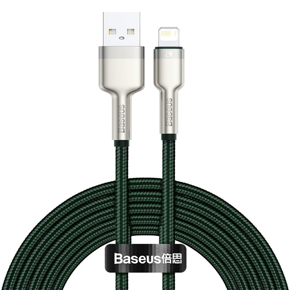 Kabelis Baseus Cafule Series USB Į IP 2.4A 2m, žalias kaina ir informacija | Laidai telefonams | pigu.lt