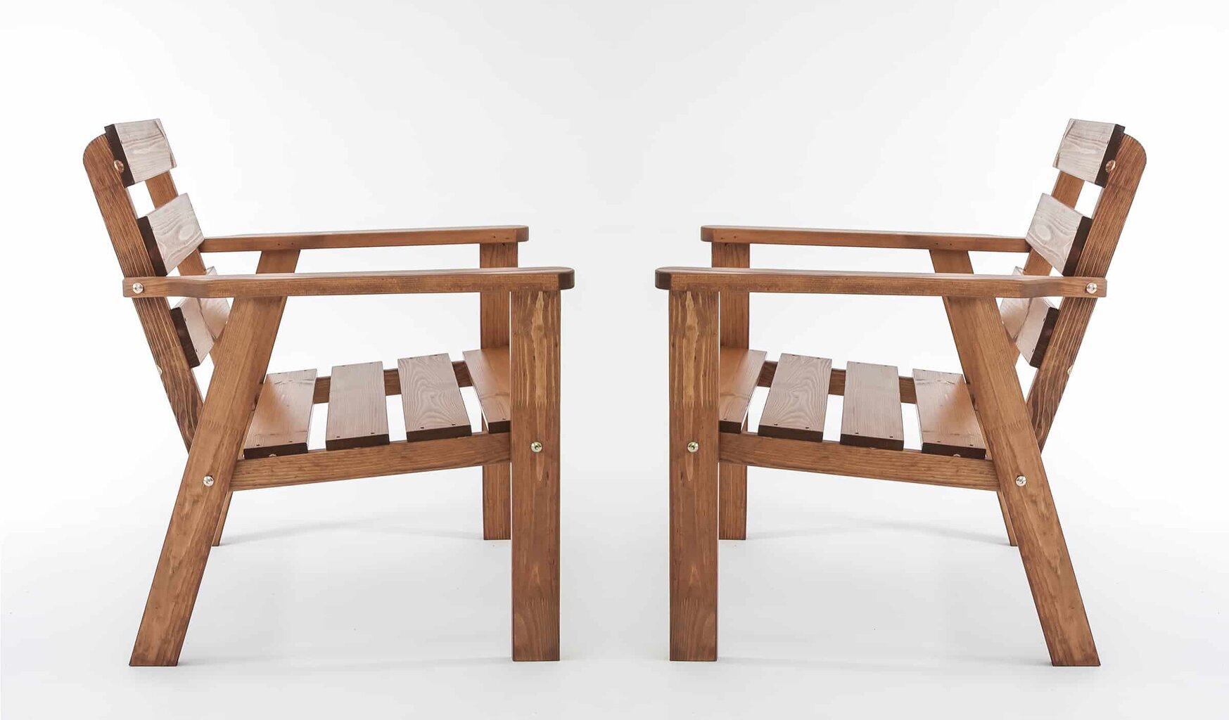 Stilingas rudų lauko kėdžių komplektas Atlanta 2vnt., pušies mediena, pagaminta Lietuvoje kaina ir informacija | Lauko kėdės, foteliai, pufai | pigu.lt