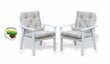 Stilingas baltų lauko kėdžių komplektas Atlanta 2vnt., su šviesiomis smėlio spalvos pagalvėlėmis, pagaminta Lietuvoje kaina ir informacija | Lauko kėdės, foteliai, pufai | pigu.lt