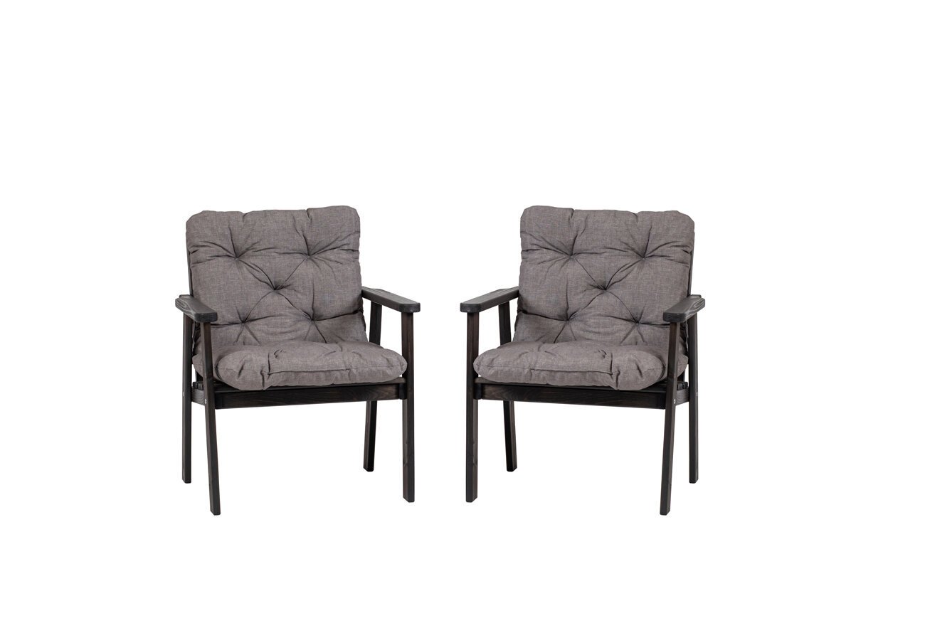 Stilingas pilkų lauko kėdžių komplektas Atlanta 2vnt., su pilkomis pagalvėlėmis, pagaminta Lietuvoje kaina ir informacija | Lauko kėdės, foteliai, pufai | pigu.lt