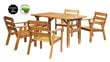 Lauko baldų komplektas - stalas ir 4 kėdės, rudas, pagaminta Lietuvoje kaina ir informacija | Lauko baldų komplektai | pigu.lt