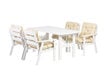 Lauko baldų komplektas baltas - stalas ir 4 kėdės, su šviesiomis smėlio spalvos pagalvėlėmis, pagaminta Lietuvoje kaina ir informacija | Lauko baldų komplektai | pigu.lt