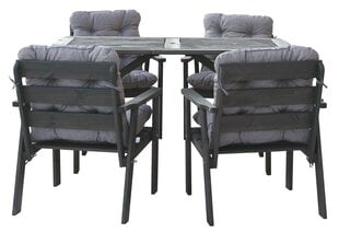 Lauko baldų komplektas pilkas - stalas ir 4 kėdės, su pilkomis pagalvėlėmis, pagaminta lietuvoje kaina ir informacija | Lauko baldų komplektai | pigu.lt