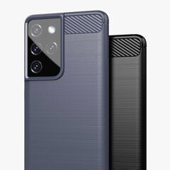 Hurtel Carbon Case skirtas Samsung Galaxy S21 Ultra 5G, mėlynas kaina ir informacija | Telefono dėklai | pigu.lt