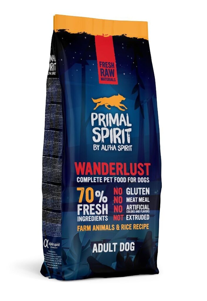 Primal Spirit drėgnas pašaras suaugusiems šunims Wanderlust 12kg kaina ir informacija | Sausas maistas šunims | pigu.lt