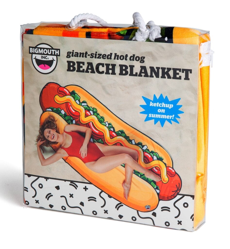 BMBT-0005 Paplūdimio kilimėlis-rankšluostis BigMouth, Hot Dog цена и информация | Turistiniai čiužiniai ir kilimėliai | pigu.lt