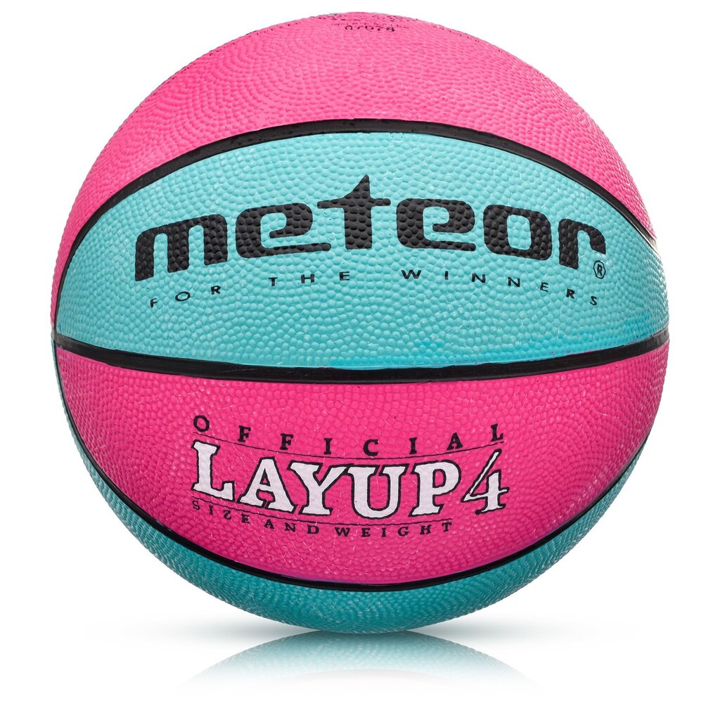 Krepšinio kamuolys Meteor LAYUP #4, rožinis/mėlynas kaina ir informacija | Krepšinio kamuoliai | pigu.lt