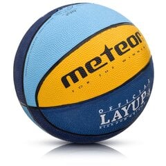 Баскетбольный мяч Meteor LAYUP # 4 Синий / Желтый / Зеленый цена и информация | Баскетбольные мячи | pigu.lt