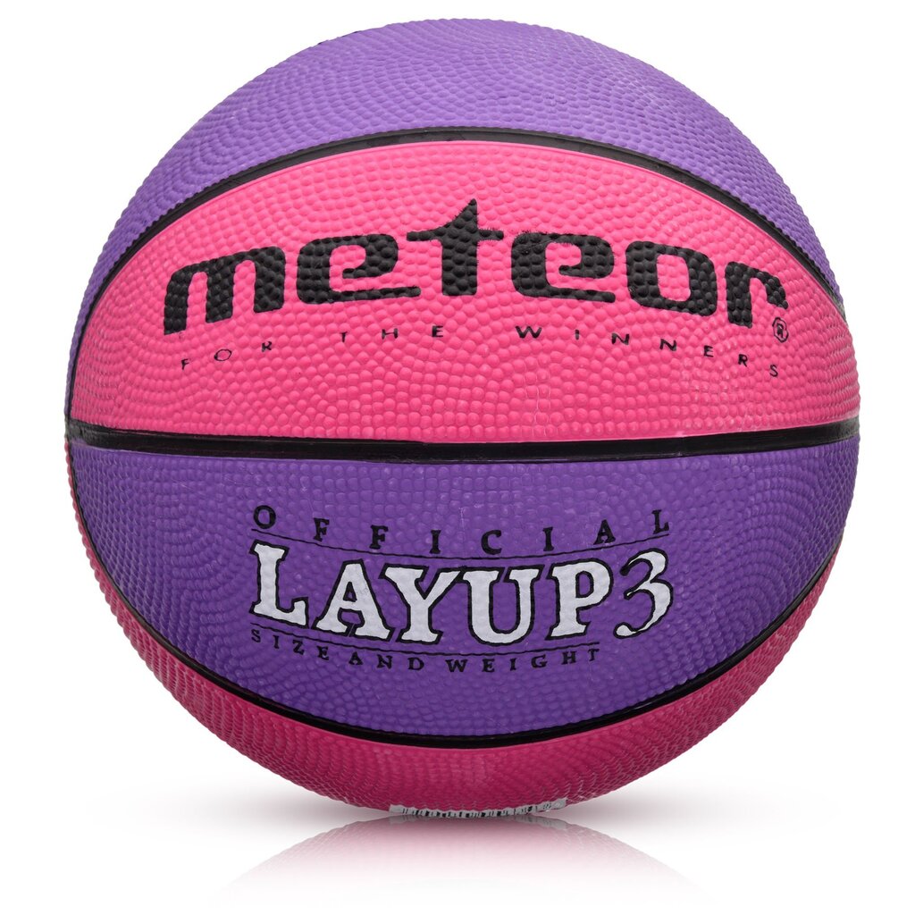 Krepšinio kamuolys Meteor LayUp 3 rausvai/violetinis 07081 цена и информация | Krepšinio kamuoliai | pigu.lt