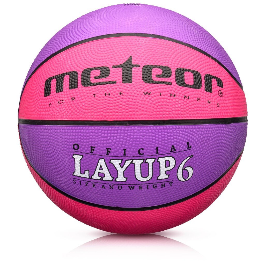 Krepšinio kamuolys Meteor Layup, 6 dydis, rožinis/violetinis kaina ir informacija | Krepšinio kamuoliai | pigu.lt