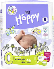 Sauskelnės Happy Before Newborn, 0. dydis (<2 kg), 46vnt. kaina ir informacija | Sauskelnės | pigu.lt