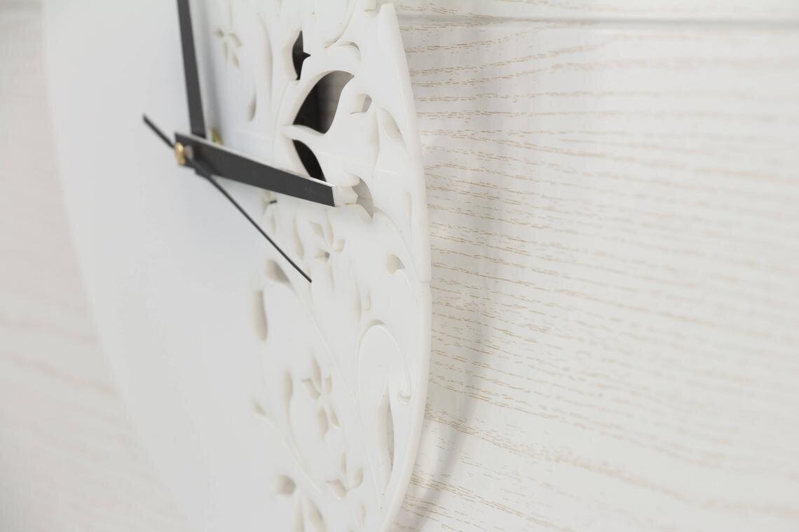 Sieninis laikrodis su gėlių motyvais 25 x 25 x 2 cm kaina ir informacija | Laikrodžiai | pigu.lt