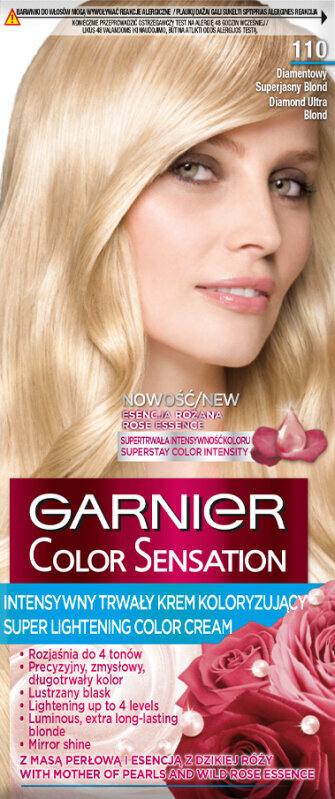 Ilgalaikiai plaukų dažai Garnier Color Sensation 110 ml, 110 Diamond Ultra Blond цена и информация | Plaukų dažai | pigu.lt