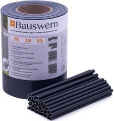 Tvoros juostos rinkinys Bauswern Eco 35x0.19 m (450 g/m²) + 28 klipsai, pilkas kaina ir informacija | Tvoros ir jų priedai | pigu.lt