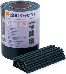 Комплект ленты для забора Bauswern Eco 35x0,19 м (450 г / м²) + 28 зажимов, зеленый цена и информация | Заборы и принадлежности к ним | pigu.lt