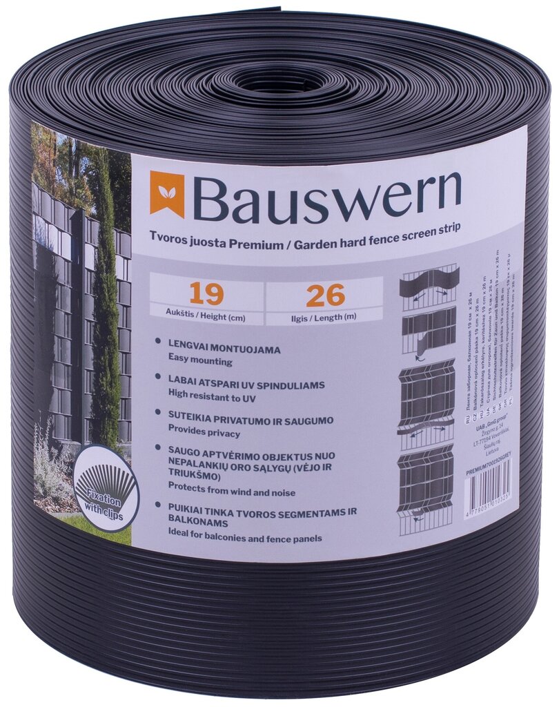 Tvoros juosta Bauswern premium, 26 x 0,19 m (700 g/m²). Pilka цена и информация | Tvoros ir jų priedai | pigu.lt