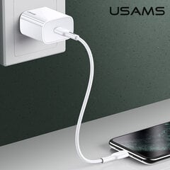 Дорожное зарядное устройство USAMS 20Вт USB-C PD, белое цена и информация | Зарядные устройства для телефонов | pigu.lt