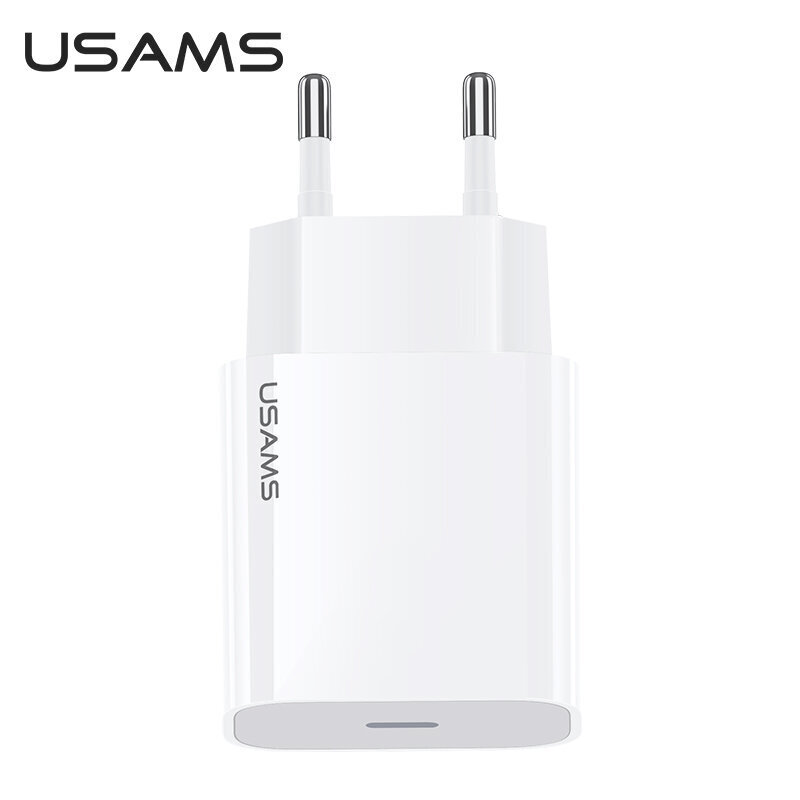 USAMS kelioninis įkroviklis 20W USB-C PD, Baltas цена и информация | Krovikliai telefonams | pigu.lt