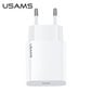 USAMS kelioninis įkroviklis 20W USB-C PD, Baltas kaina ir informacija | Krovikliai telefonams | pigu.lt