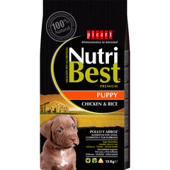 Picart NutriBest Puppy jauniems šuniukams su ryžiais ir vištiena, 15 kg цена и информация |  Сухой корм для собак | pigu.lt