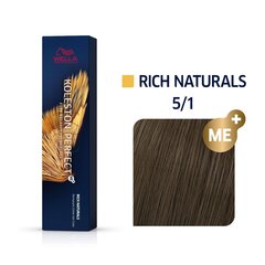 Plaukų dažai Wella Koleston Perfect Me+ - Rich Naturals, 5/1 Light Brown Ash , 60 ml kaina ir informacija | Plaukų dažai | pigu.lt