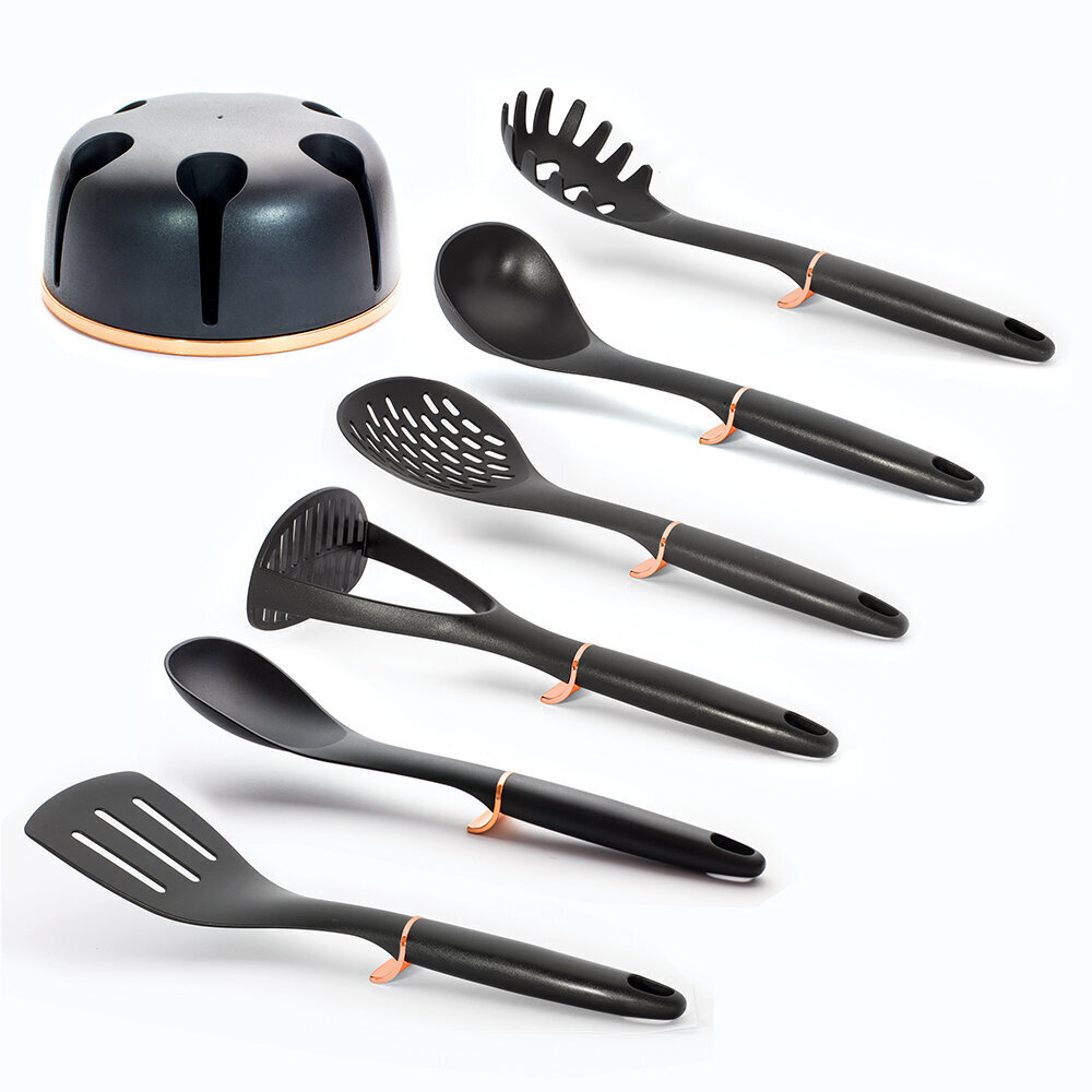 Berlinger Haus virtuvės įrankių komplektas su stovu Black Rose, 7 dalių kaina ir informacija | Virtuvės įrankiai | pigu.lt