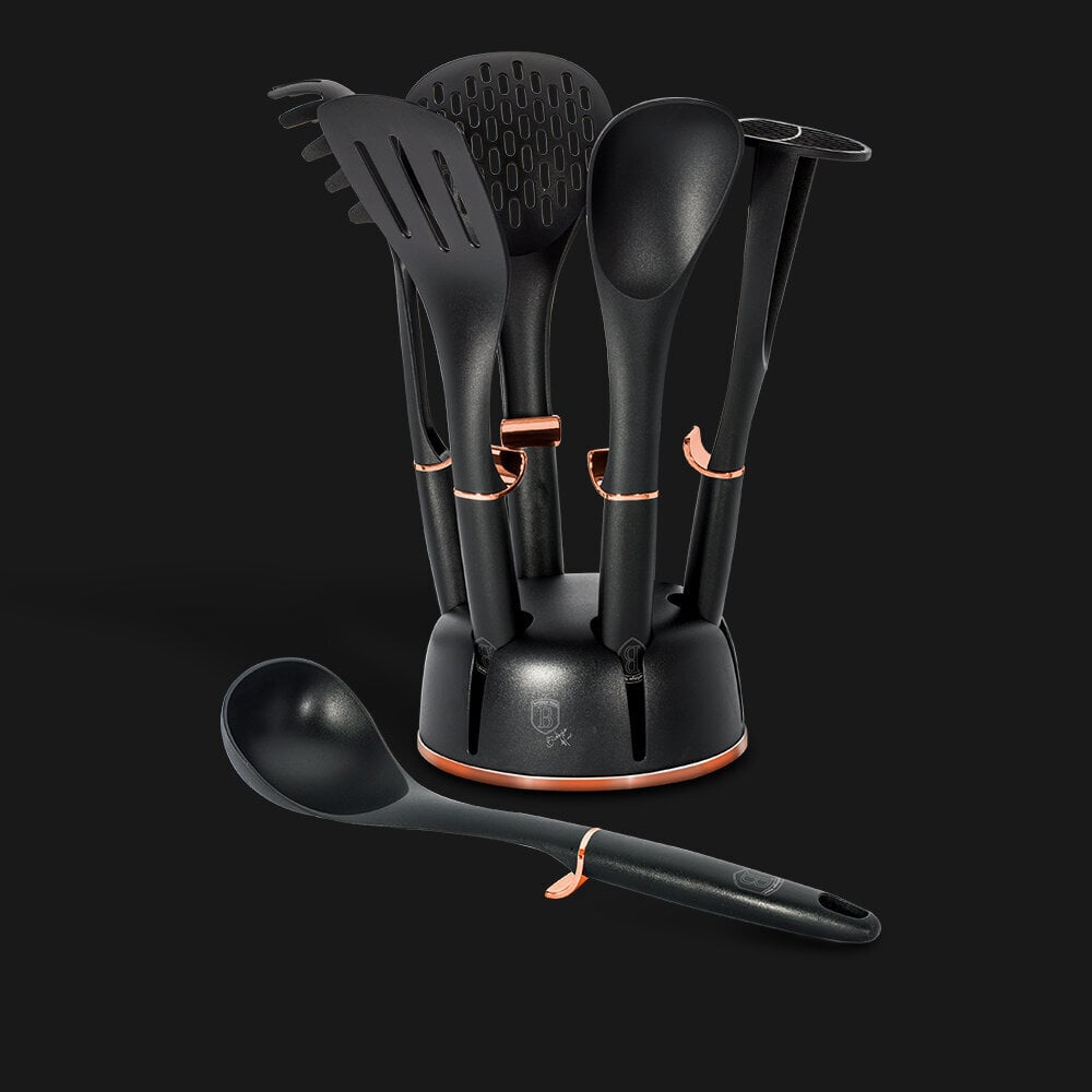 Berlinger Haus virtuvės įrankių komplektas su stovu Black Rose, 7 dalių kaina ir informacija | Virtuvės įrankiai | pigu.lt