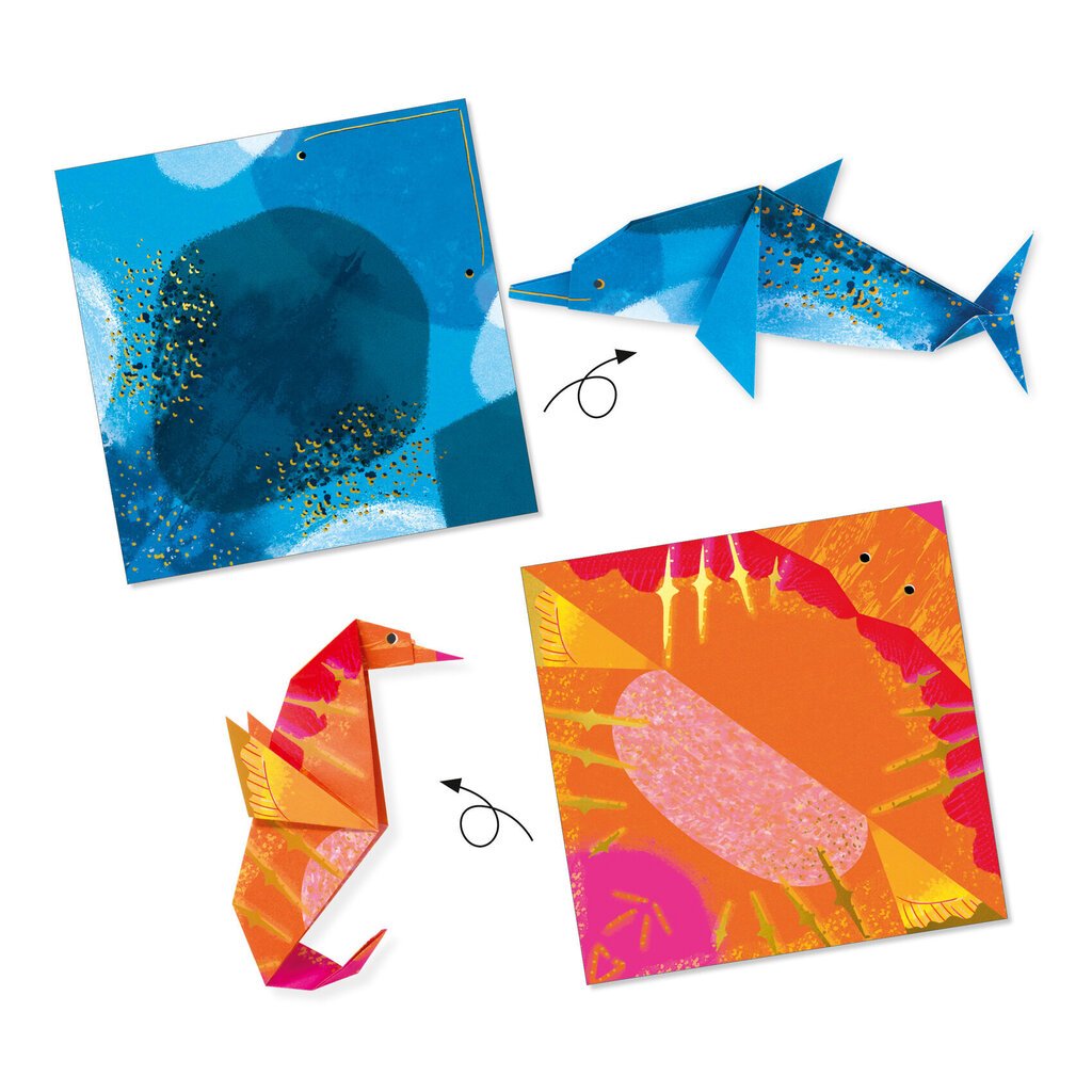 Origami - Jūros gyvūnai, Djeco DJ08755 kaina ir informacija | Lavinamieji žaislai | pigu.lt