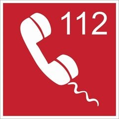 Lipnus ženklas Gaisro Avarinis Telefonas 112, 140x140 mm kaina ir informacija | Informaciniai ženklai | pigu.lt