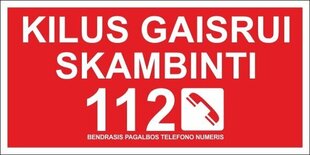 Lipnus ženklas Kilus Gaisrui Skambinti 75x150 mm kaina ir informacija | Informaciniai ženklai | pigu.lt