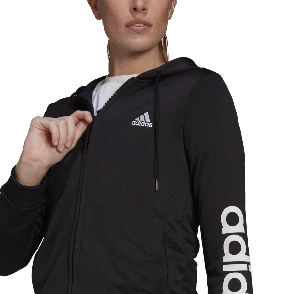 Sportinis kostiumas Adidas W Lin Ft Ts, juodas kaina ir informacija | Sportinė apranga moterims | pigu.lt