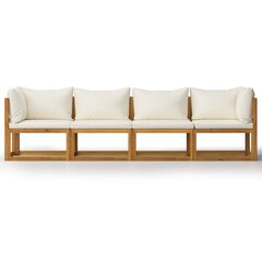 Keturvietė sodo sofa su pagalvėlėmis, kreminė цена и информация | Садовые стулья, кресла, пуфы | pigu.lt