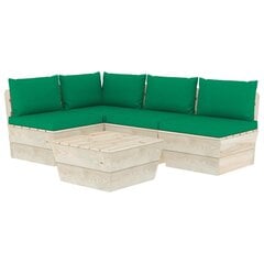 Sodo baldų komplektas iš palečių, 5 dalių, žalias kaina ir informacija | Lauko baldų komplektai | pigu.lt
