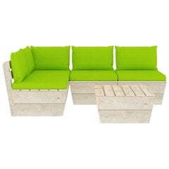Sodo baldų komplektas iš palečių, 5 dalių, žalias kaina ir informacija | Lauko baldų komplektai | pigu.lt
