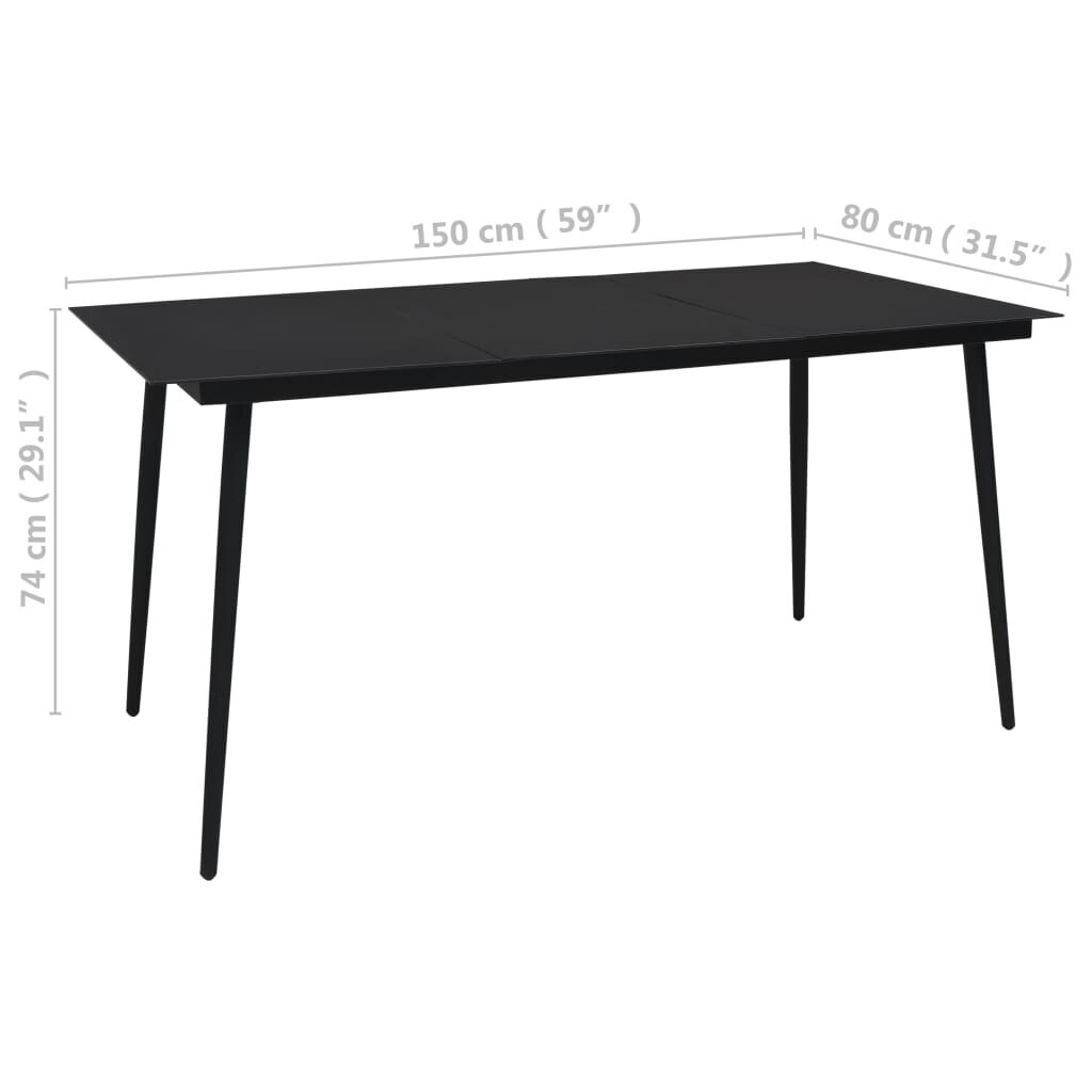 Sodo valgomojo stalas, juodas, 150x80x74cm kaina ir informacija | Lauko stalai, staliukai | pigu.lt
