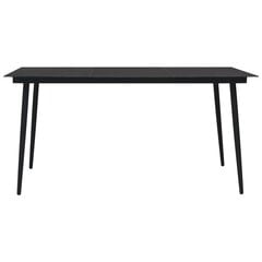 Sodo valgomojo stalas, juodas, 150x80x74cm kaina ir informacija | Lauko stalai, staliukai | pigu.lt