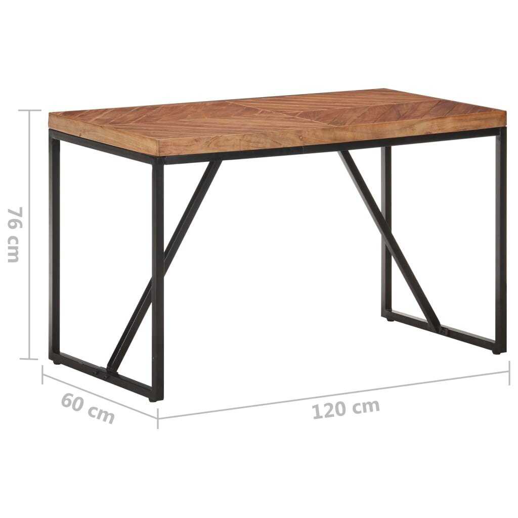 Valgomojo stalas, 120x60x76 cm, juodos/rudos spalvos kaina ir informacija | Virtuvės ir valgomojo stalai, staliukai | pigu.lt