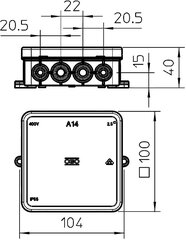 A14 Paskirstymo dėžutė 100x100x40mm v/t IP55 HF цена и информация | Выключатели, розетки | pigu.lt