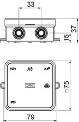 A8 paskirstymo dėžutė 75x75x32mm v/t IP55 HF kaina ir informacija | Elektros jungikliai, rozetės | pigu.lt