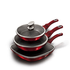Berlinger Haus набор сковородок с крышками Metallic Line Burgundy Edition, 6 частей цена и информация | Cковородки | pigu.lt