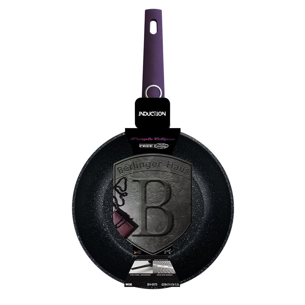 Berlinger Haus Wok keptuvė Purple Eclipse Collection, 28 cm kaina ir informacija | Keptuvės | pigu.lt