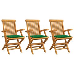 Sodo kėdės su žaliomis pagalvėmis, 3vnt. цена и информация | Садовые стулья, кресла, пуфы | pigu.lt