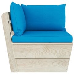 Kampinė sodo sofa iš palečių su pagalvėlėmis, mėlyna kaina ir informacija | Lauko kėdės, foteliai, pufai | pigu.lt