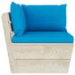 Kampinė sodo sofa iš palečių su pagalvėlėmis, mėlyna цена и информация | Lauko kėdės, foteliai, pufai | pigu.lt