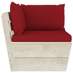 Kampinė sodo sofa iš palečių su pagalvėlėmis, mediena цена и информация |  Садовые стулья, кресла, пуфы | pigu.lt